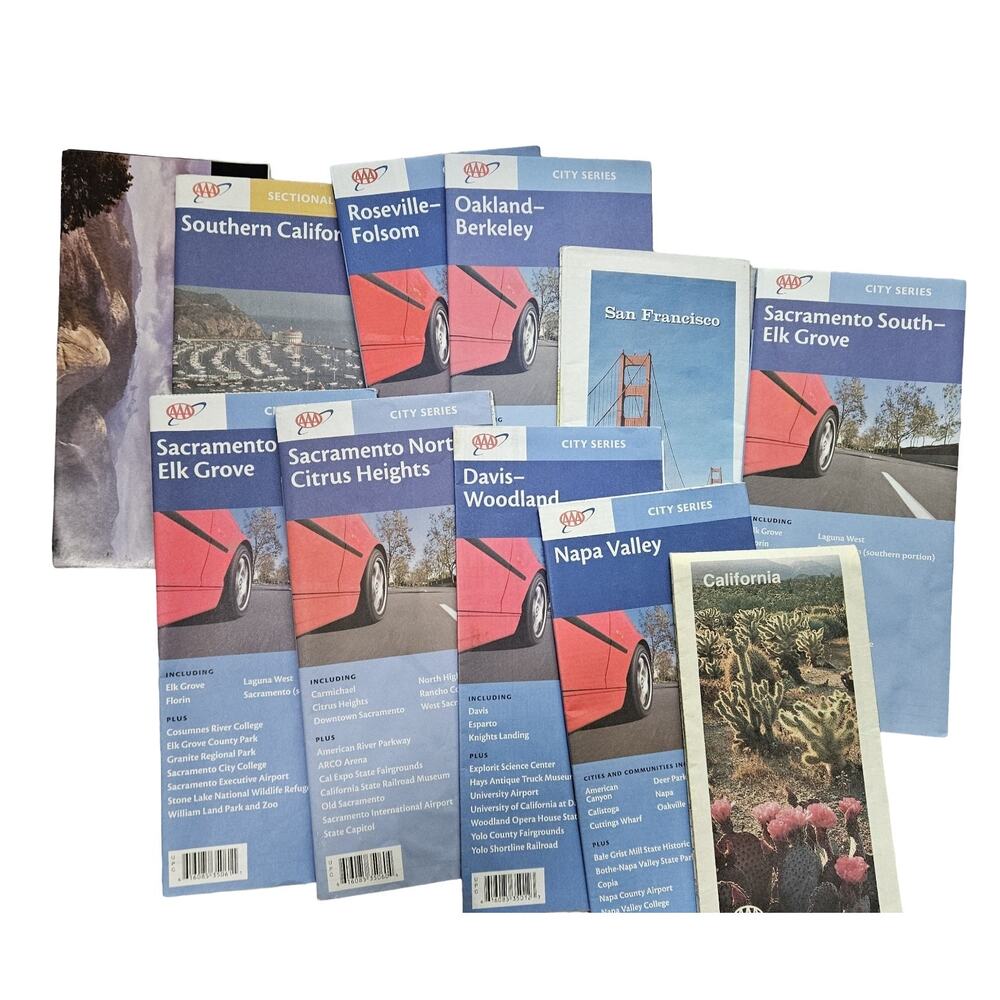 AAA California Road Map Lot 9 Maps Sacramento SF Napa Oakland SoCal
